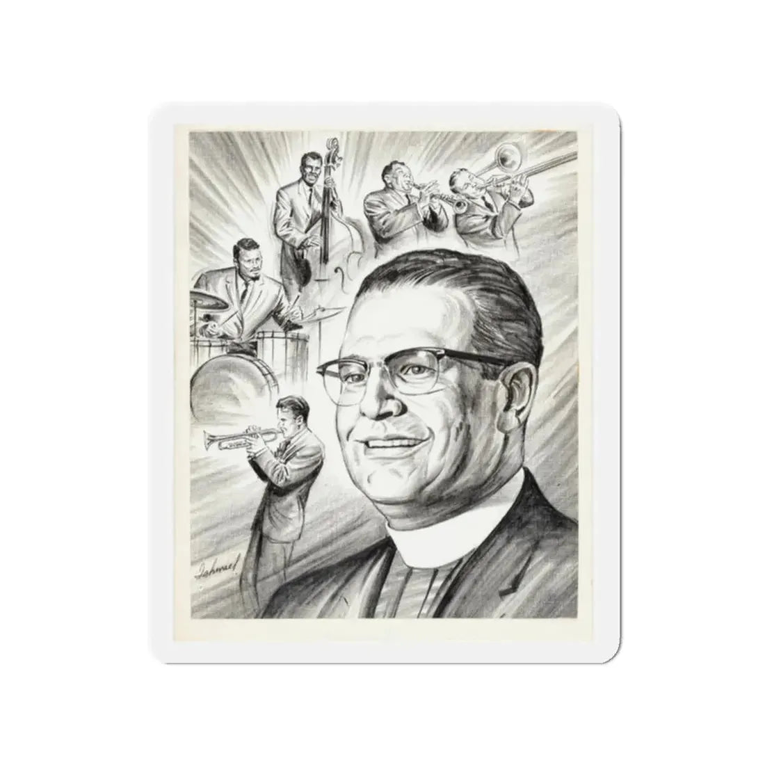 Newspaper Illustration (c. 1940s) (Magazine Illustration) Refrigerator Magnet - The Sticker Space