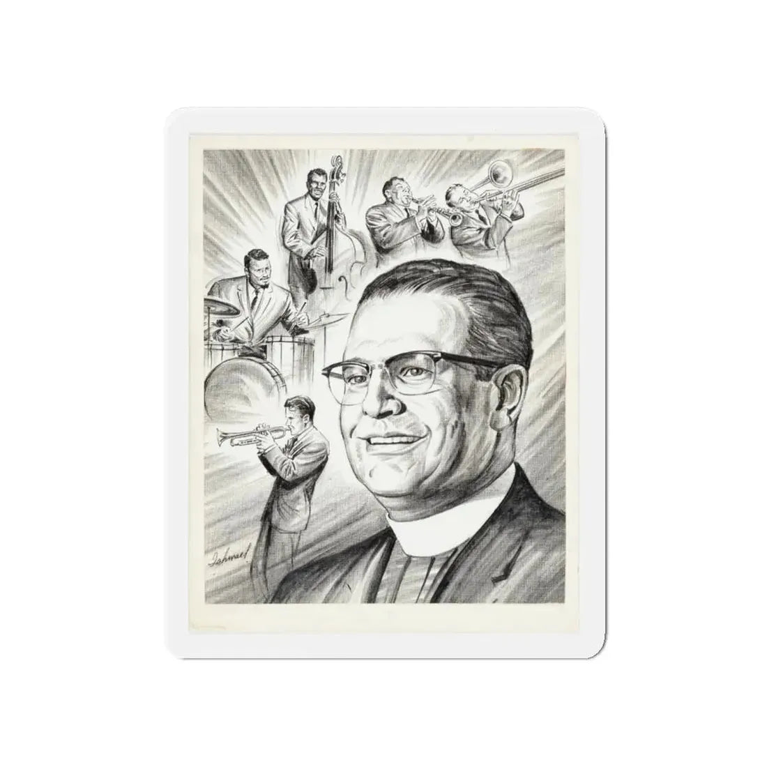 Newspaper Illustration (c. 1940s) (Magazine Illustration) Refrigerator Magnet - The Sticker Space