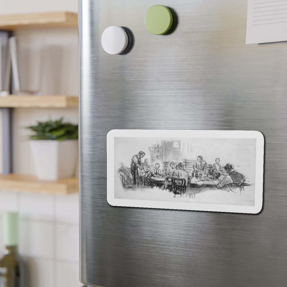 Newspaper Men (Magazine Illustration) Refrigerator Magnet-The Sticker Space