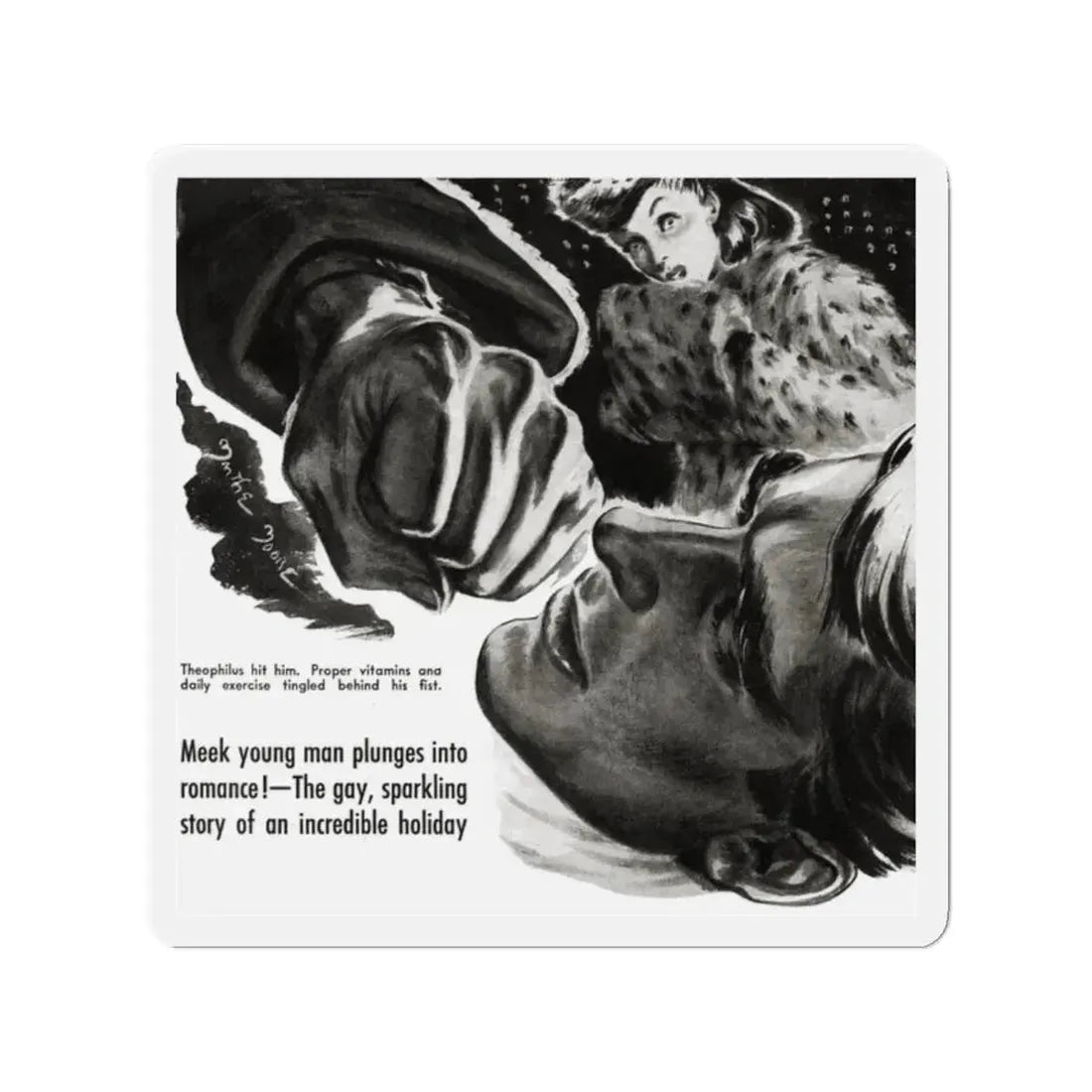 Next Christmas (1), Liberty magazine, December 24, 1938 (Magazine Illustration) Refrigerator Magnet 2 Inch - The Sticker Space