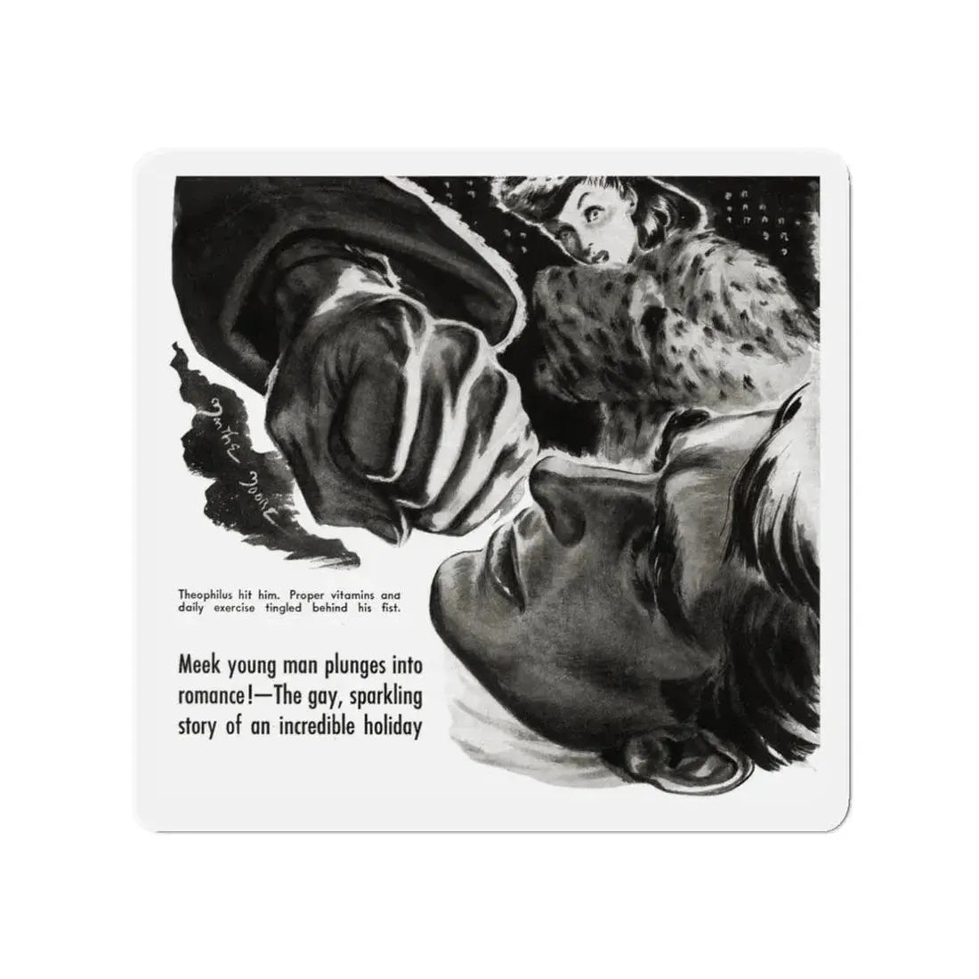 Next Christmas (1), Liberty magazine, December 24, 1938 (Magazine Illustration) Refrigerator Magnet 3 Inch - The Sticker Space