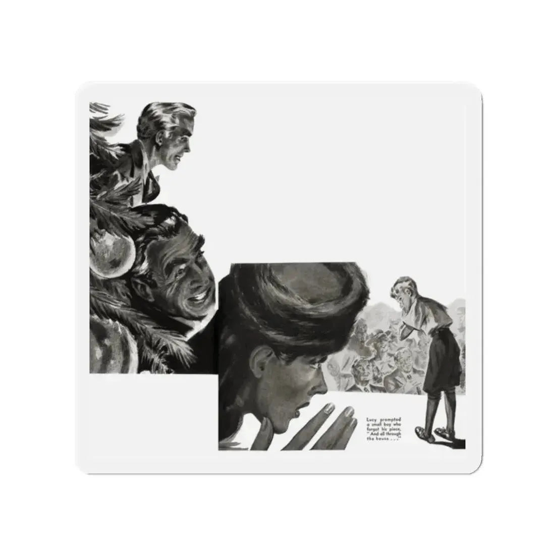 Next Christmas (2), Liberty magazine, December 24, 1938 (Magazine Illustration) Refrigerator Magnet 2 Inch - The Sticker Space