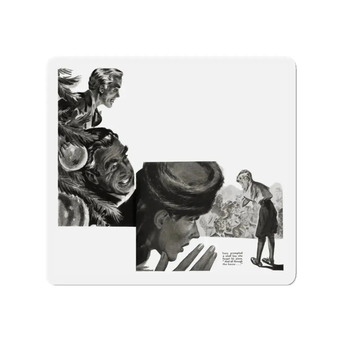 Next Christmas (2), Liberty magazine, December 24, 1938 (Magazine Illustration) Refrigerator Magnet 3 Inch - The Sticker Space