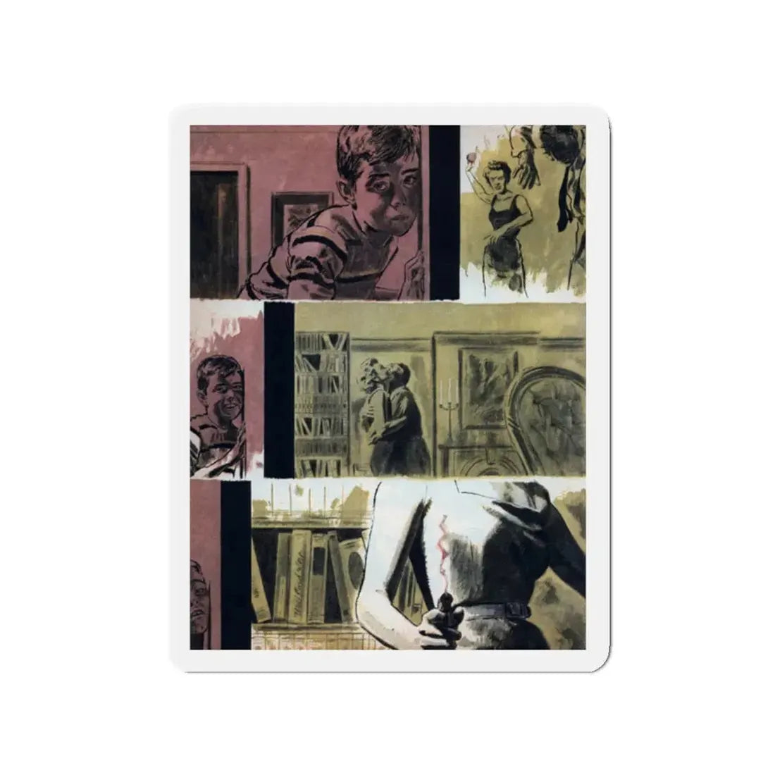 Next Door (1), Cosmopolitan, April 1955 (Magazine Illustration) Refrigerator Magnet 2 Inch - The Sticker Space