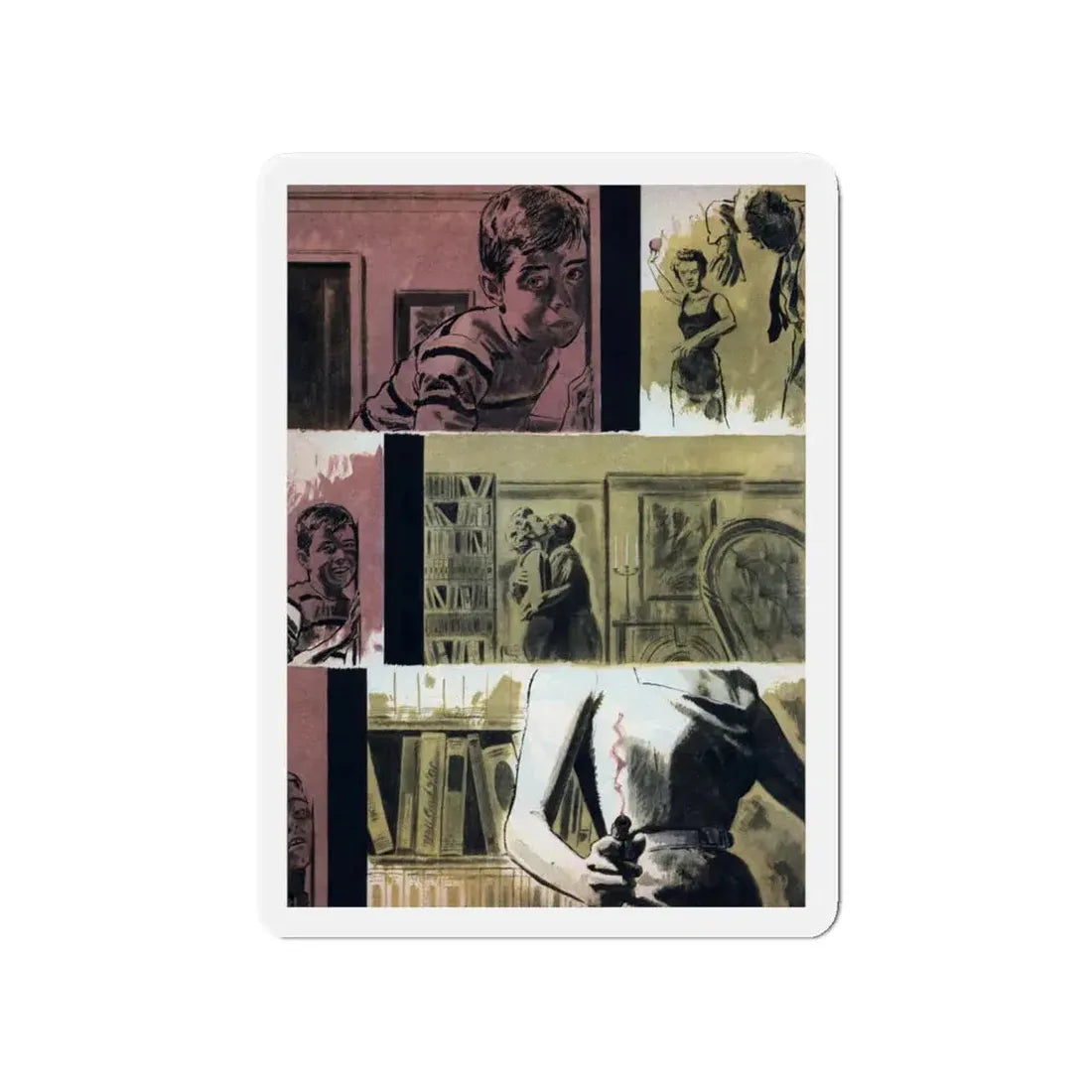 Next Door (1), Cosmopolitan, April 1955 (Magazine Illustration) Refrigerator Magnet 4 Inch - The Sticker Space