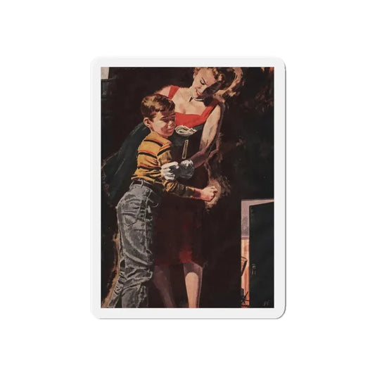 Next Door (2), Cosmopolitan, April 1955 (Magazine Illustration) Refrigerator Magnet 6 Inch - The Sticker Space