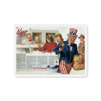 Next, Saturday Evening Post, February 24, 1945 (Magazine Illustration) Refrigerator Magnet 2 Inch - The Sticker Space