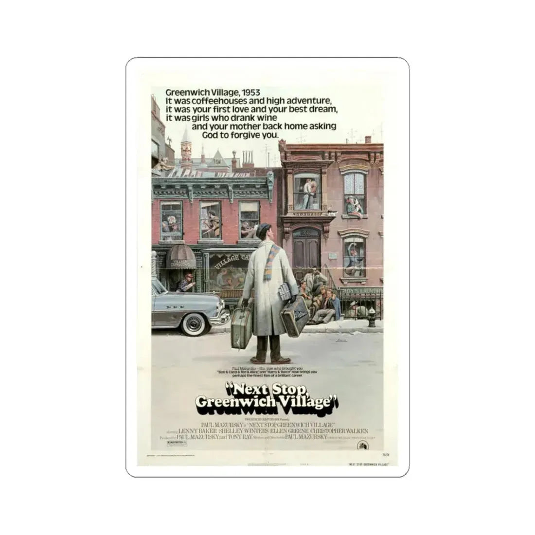 Next Stop Greenwich Village 1976 Movie Poster - STICKER Vinyl Kiss-Cut Decal 3 Inch White - The Sticker Space