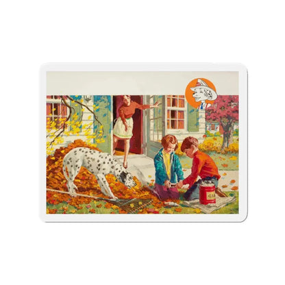 NFPA advertisement, Sparky Says (Magazine Illustration) Refrigerator Magnet 3 Inch - The Sticker Space