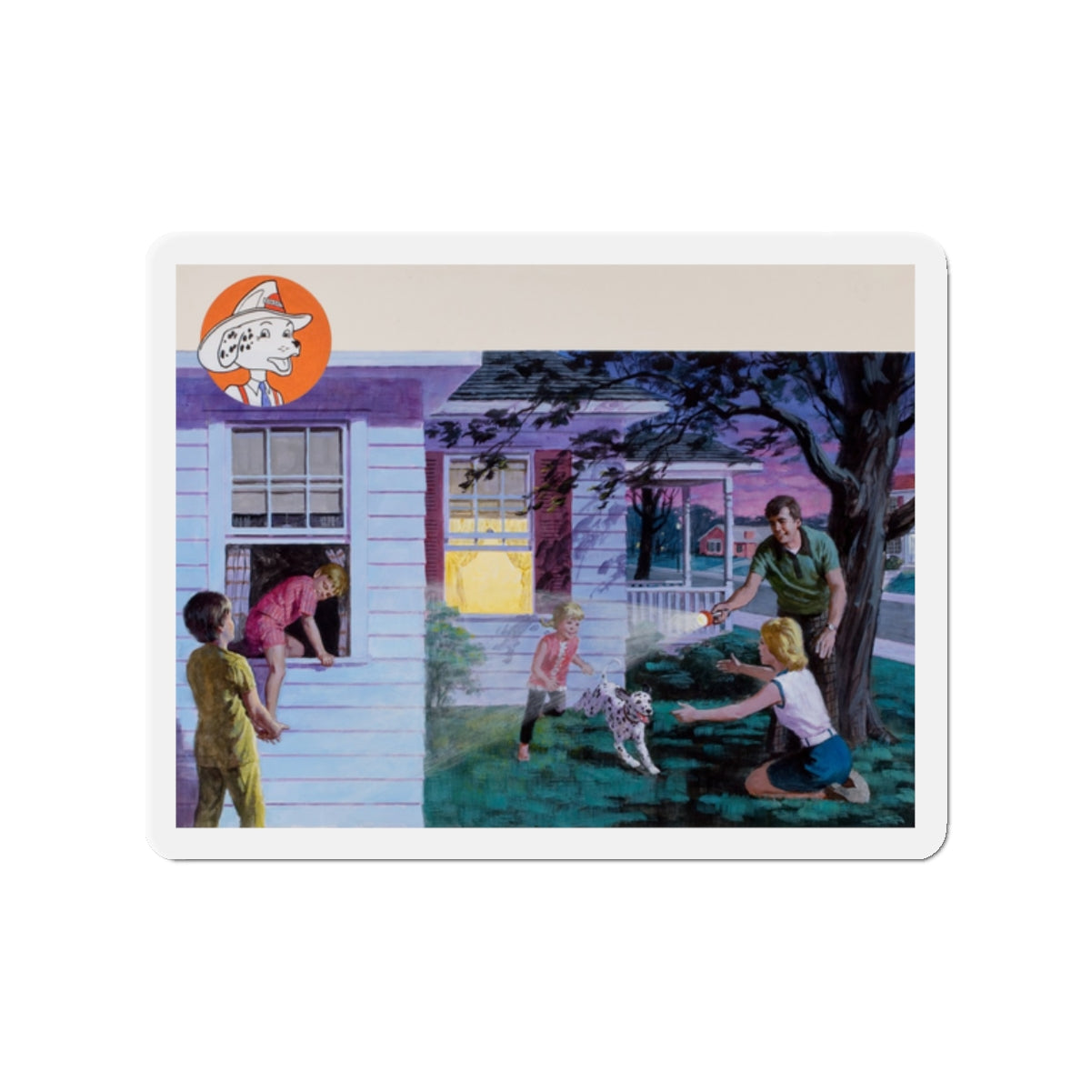 NFPA- Family Nighttime Fire Drill (Magazine Illustration) Refrigerator Magnet-2" x 2"-The Sticker Space