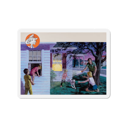 NFPA- Family Nighttime Fire Drill (Magazine Illustration) Refrigerator Magnet-3" x 3"-The Sticker Space