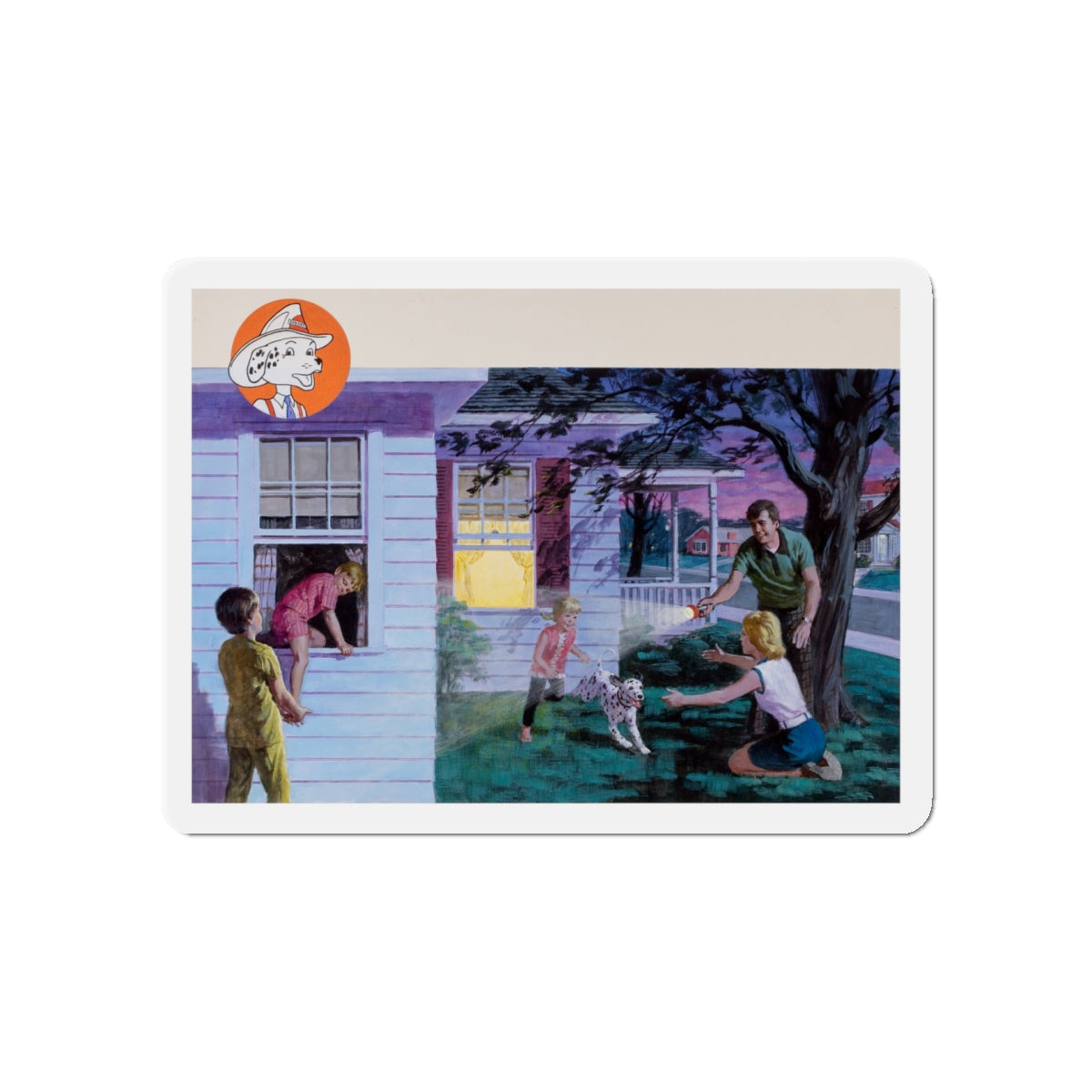 NFPA- Family Nighttime Fire Drill (Magazine Illustration) Refrigerator Magnet-5" x 5"-The Sticker Space