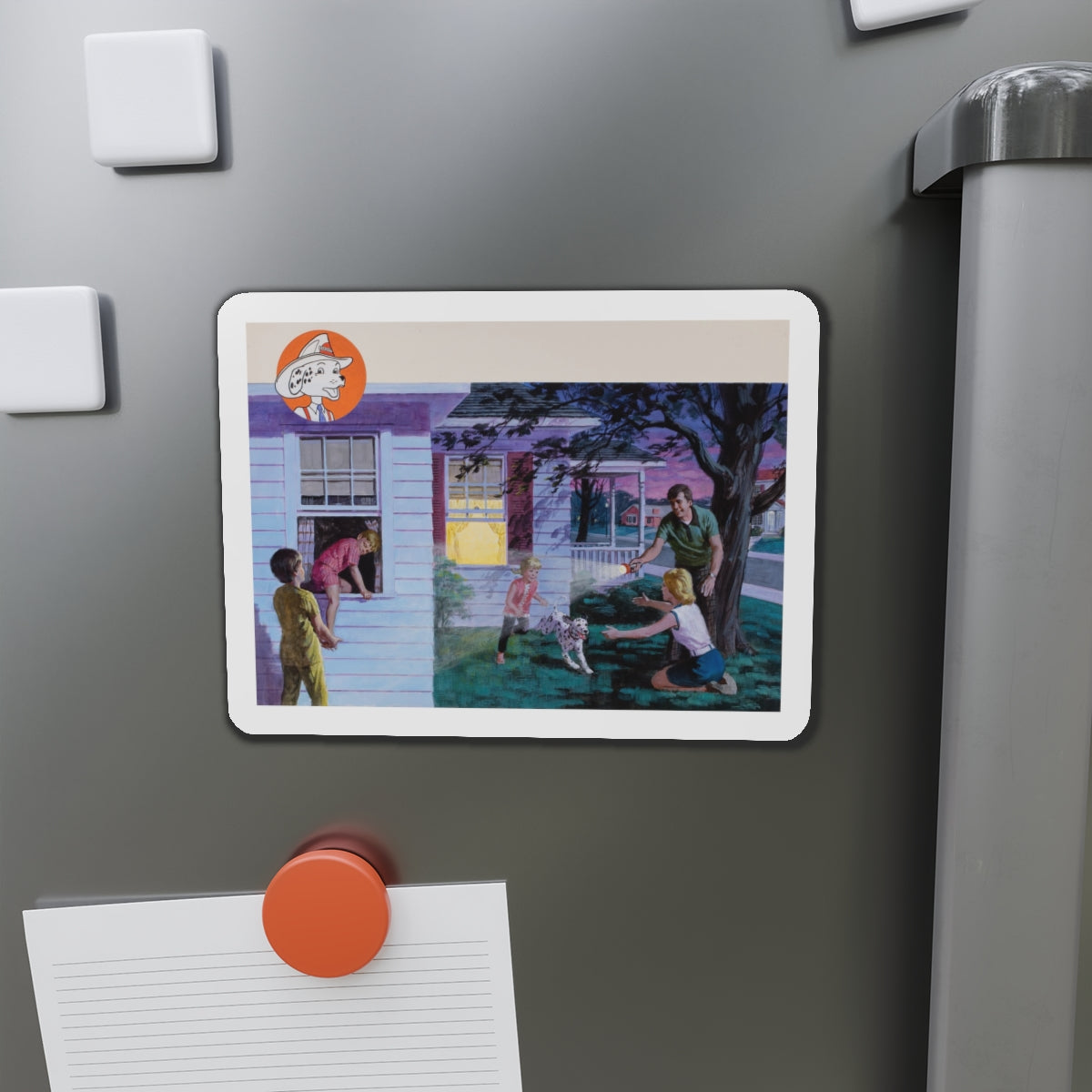 NFPA- Family Nighttime Fire Drill (Magazine Illustration) Refrigerator Magnet-The Sticker Space