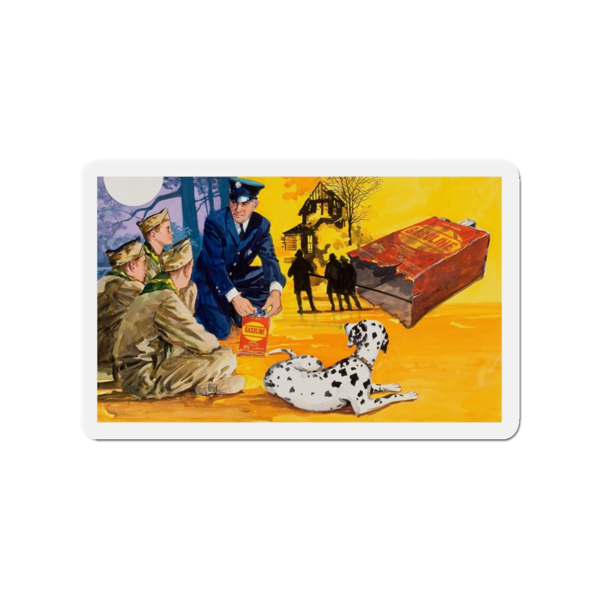 NFPA- Lesson for Boy Scouts (Magazine Illustration) Refrigerator Magnet-3" x 3"-The Sticker Space