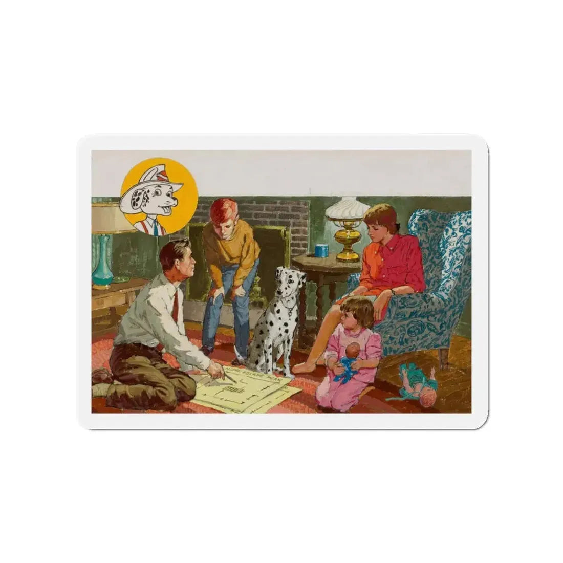 NFPA - Sparky, The Home Escape Plan (1) (Magazine Illustration) Refrigerator Magnet - The Sticker Space
