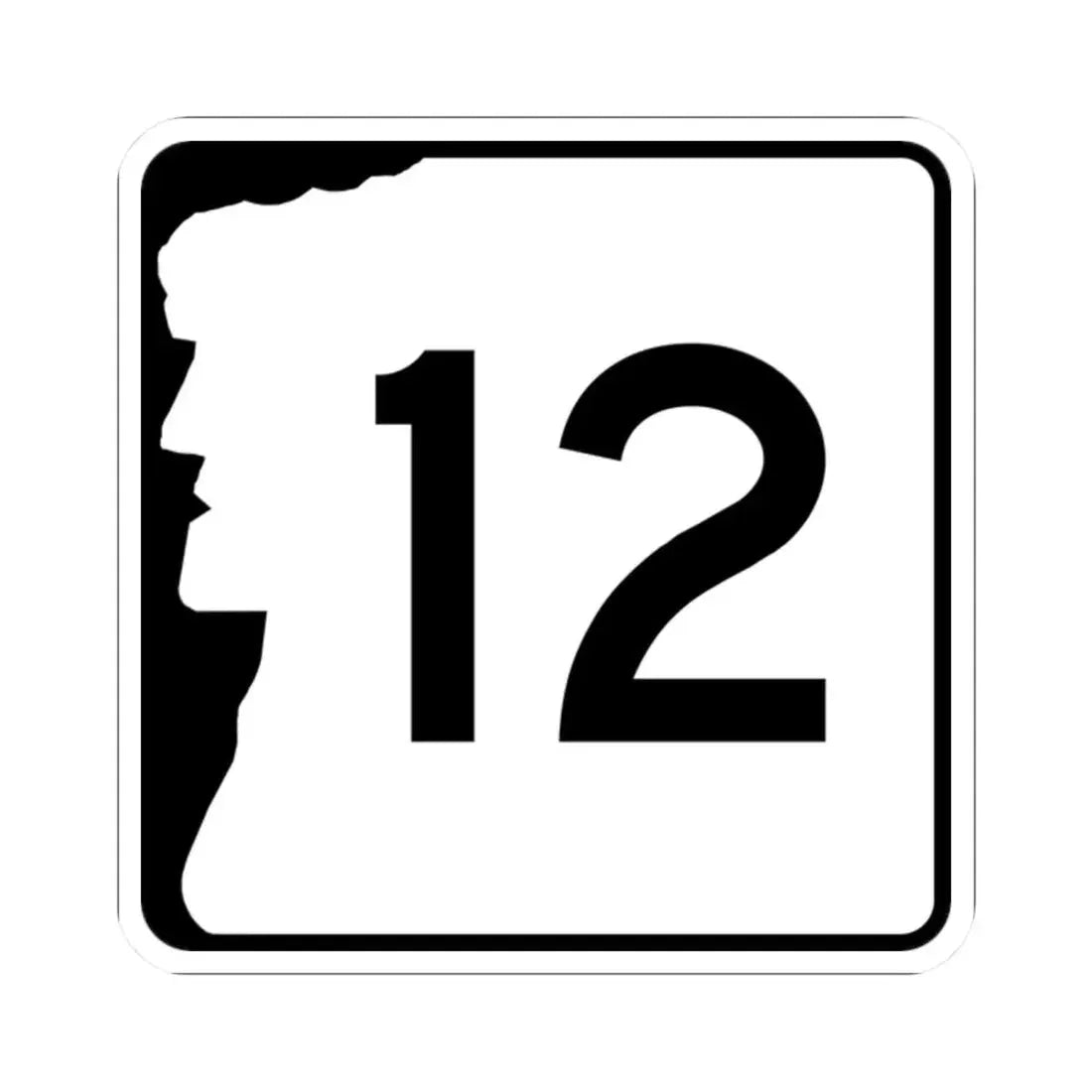 NH Route 12 (New Hampshire) (Road Sign) STICKER Vinyl Kiss-Cut Decal 2 Inch White - The Sticker Space