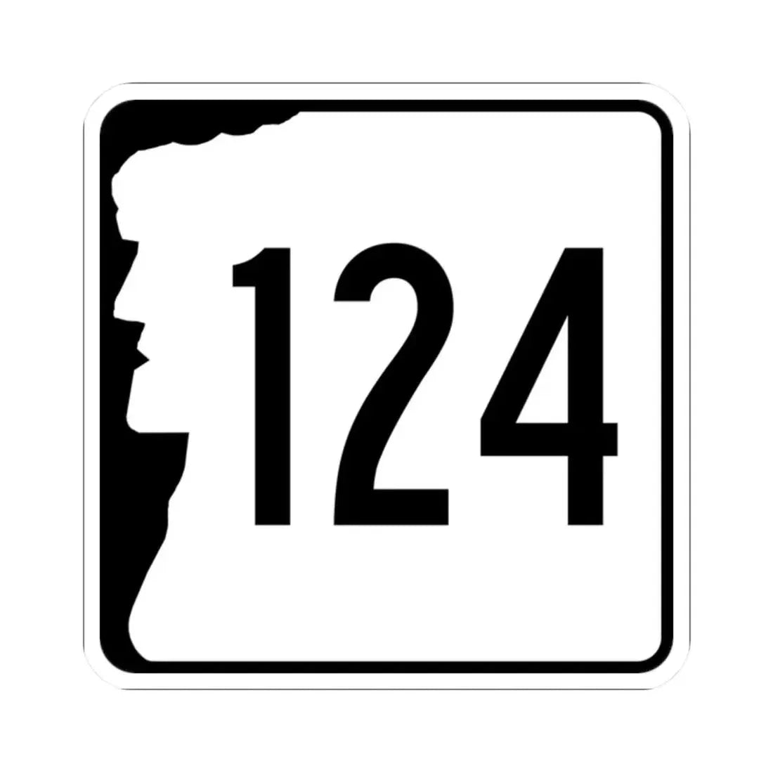 NH Route 124 (New Hampshire) (Road Sign) STICKER Vinyl Kiss-Cut Decal 2 Inch White - The Sticker Space