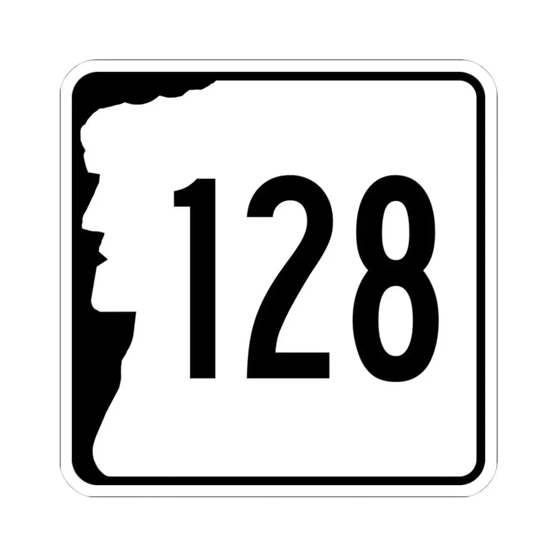 NH Route 128 (New Hampshire) (Road Sign) STICKER Vinyl Kiss-Cut Decal 4 Inch White - The Sticker Space