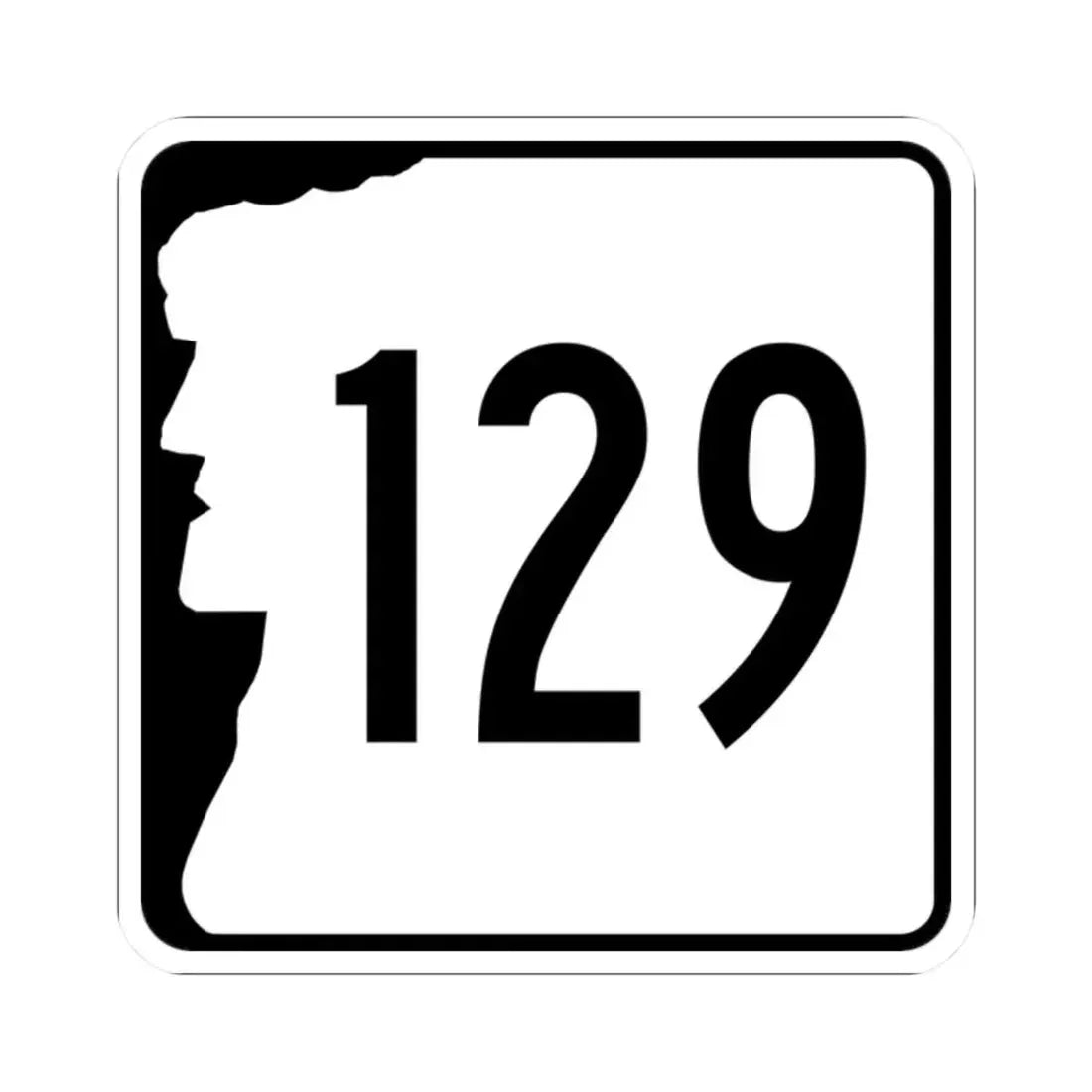 NH Route 129 (New Hampshire) (Road Sign) STICKER Vinyl Kiss-Cut Decal 2 Inch White - The Sticker Space