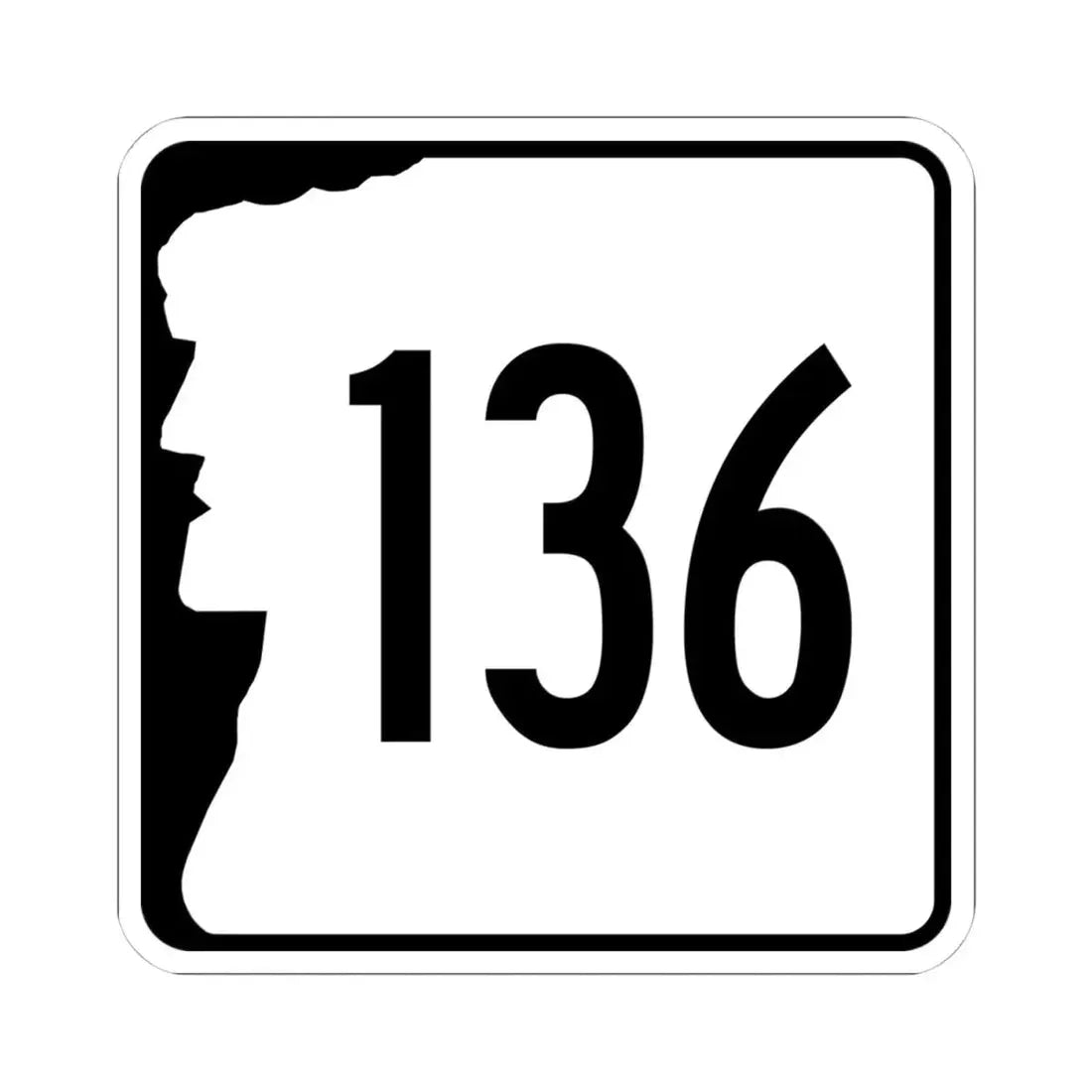 NH Route 136 (New Hampshire) (Road Sign) STICKER Vinyl Kiss-Cut Decal 4 Inch White - The Sticker Space