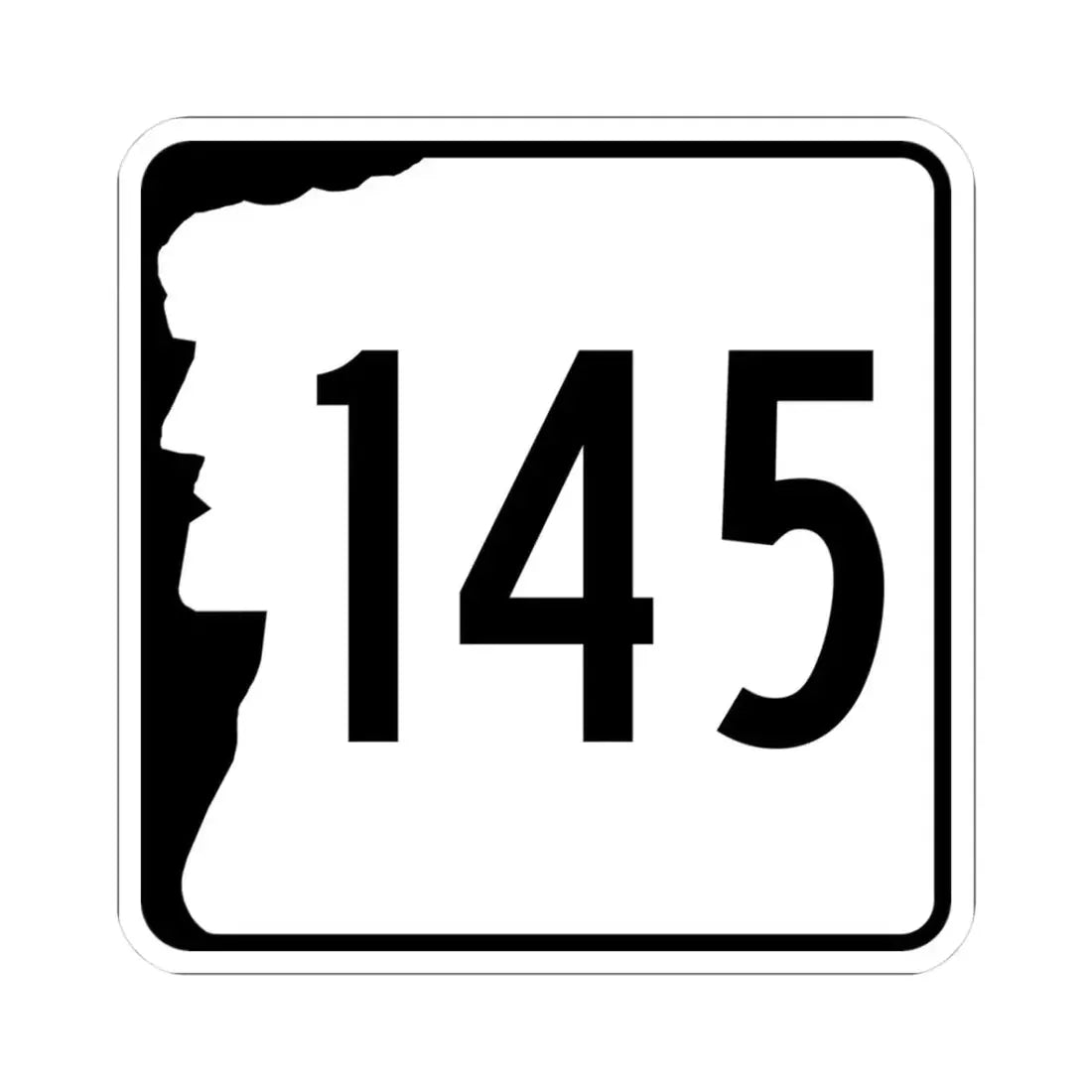 NH Route 145 (New Hampshire) (Road Sign) STICKER Vinyl Kiss-Cut Decal 3 Inch White - The Sticker Space