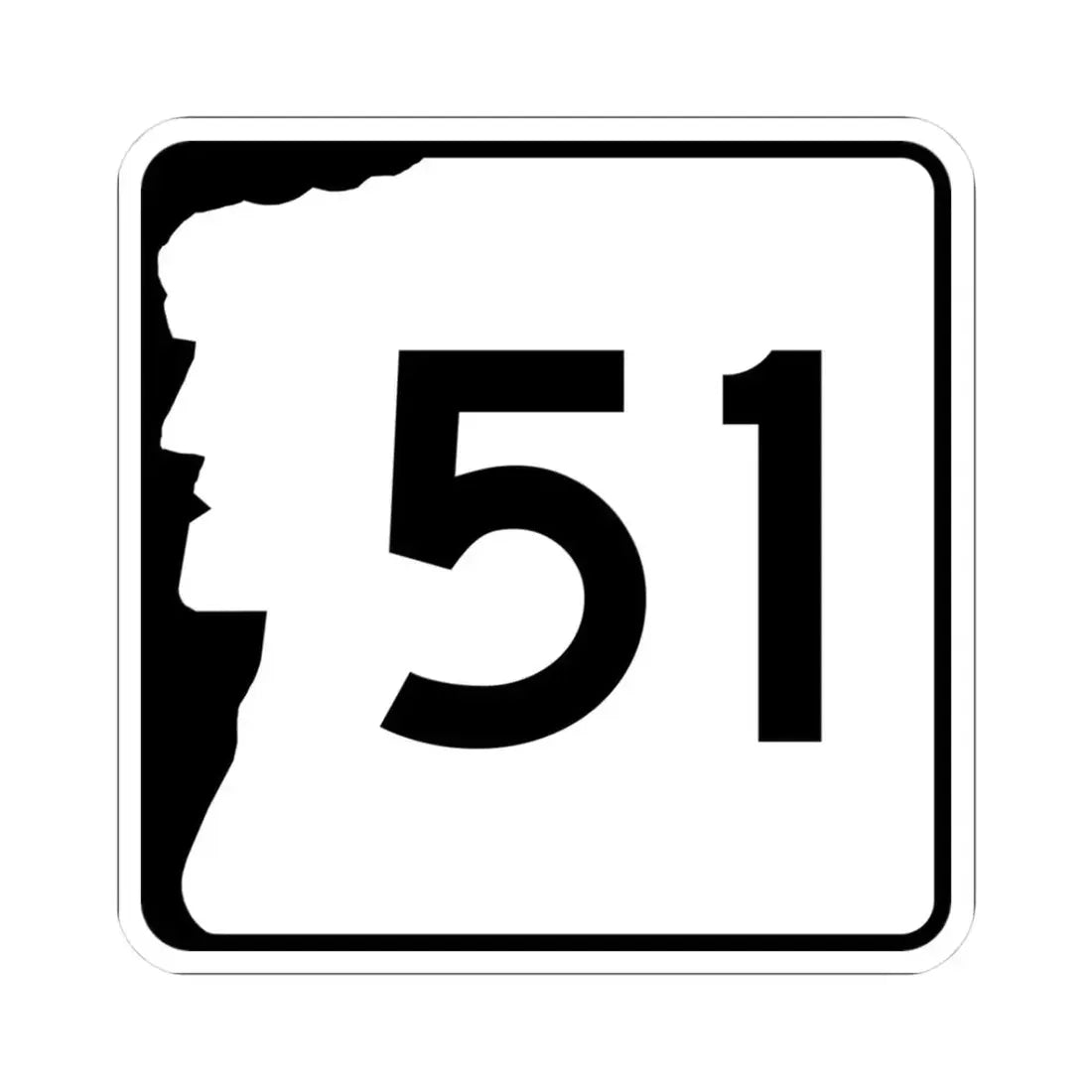 NH Route 51 (New Hampshire) (Road Sign) STICKER Vinyl Kiss-Cut Decal 3 Inch White - The Sticker Space