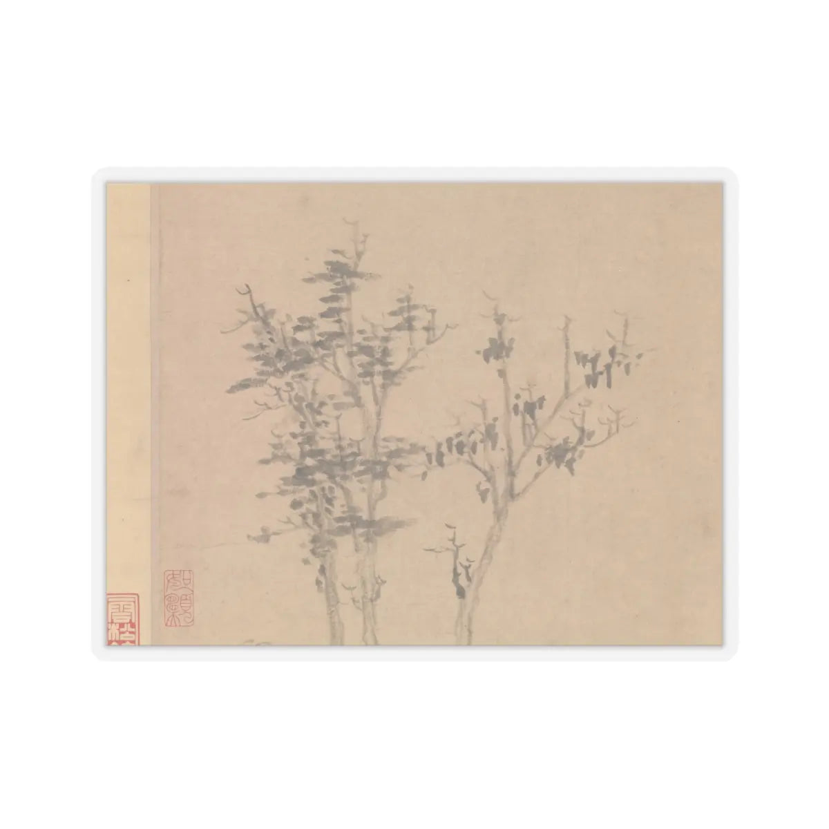 Ni Zan - Wind among the Trees on the Riverbank - 1363 v6 - STICKER Vinyl Kiss-Cut Decal