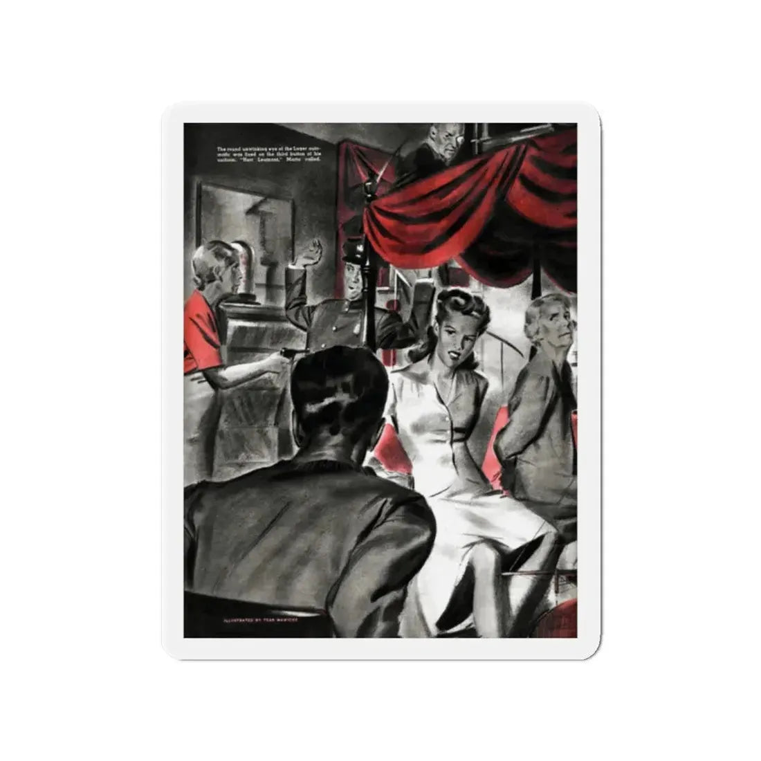 Night At The Narrows, Liberty magazine, September 5, 1942 (Magazine Illustration) Refrigerator Magnet 2 Inch - The Sticker Space