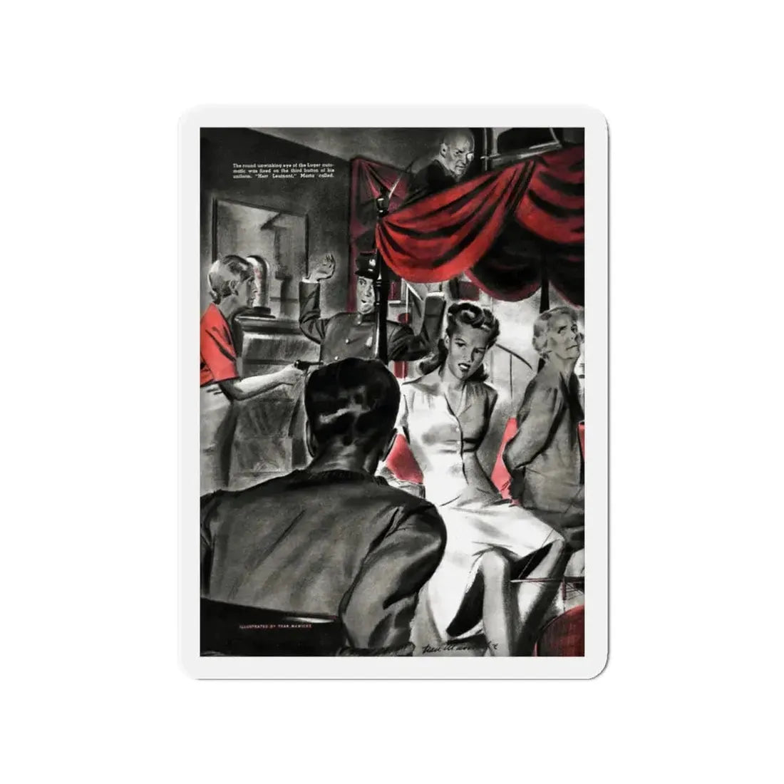 Night At The Narrows, Liberty magazine, September 5, 1942 (Magazine Illustration) Refrigerator Magnet 3 Inch - The Sticker Space