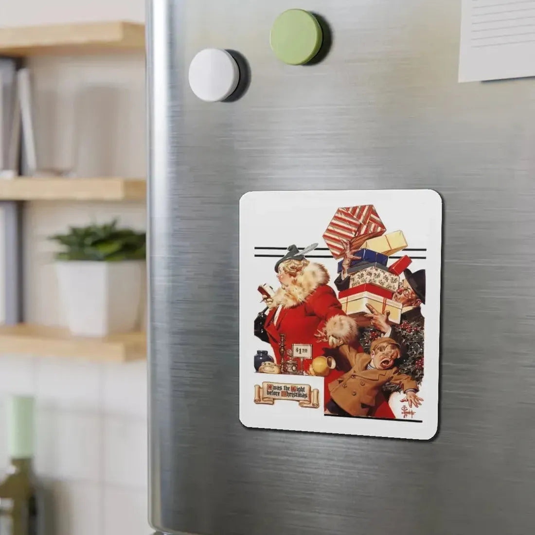 Night Before X-Mas, 1936 (Magazine Illustration) Refrigerator Magnet - The Sticker Space