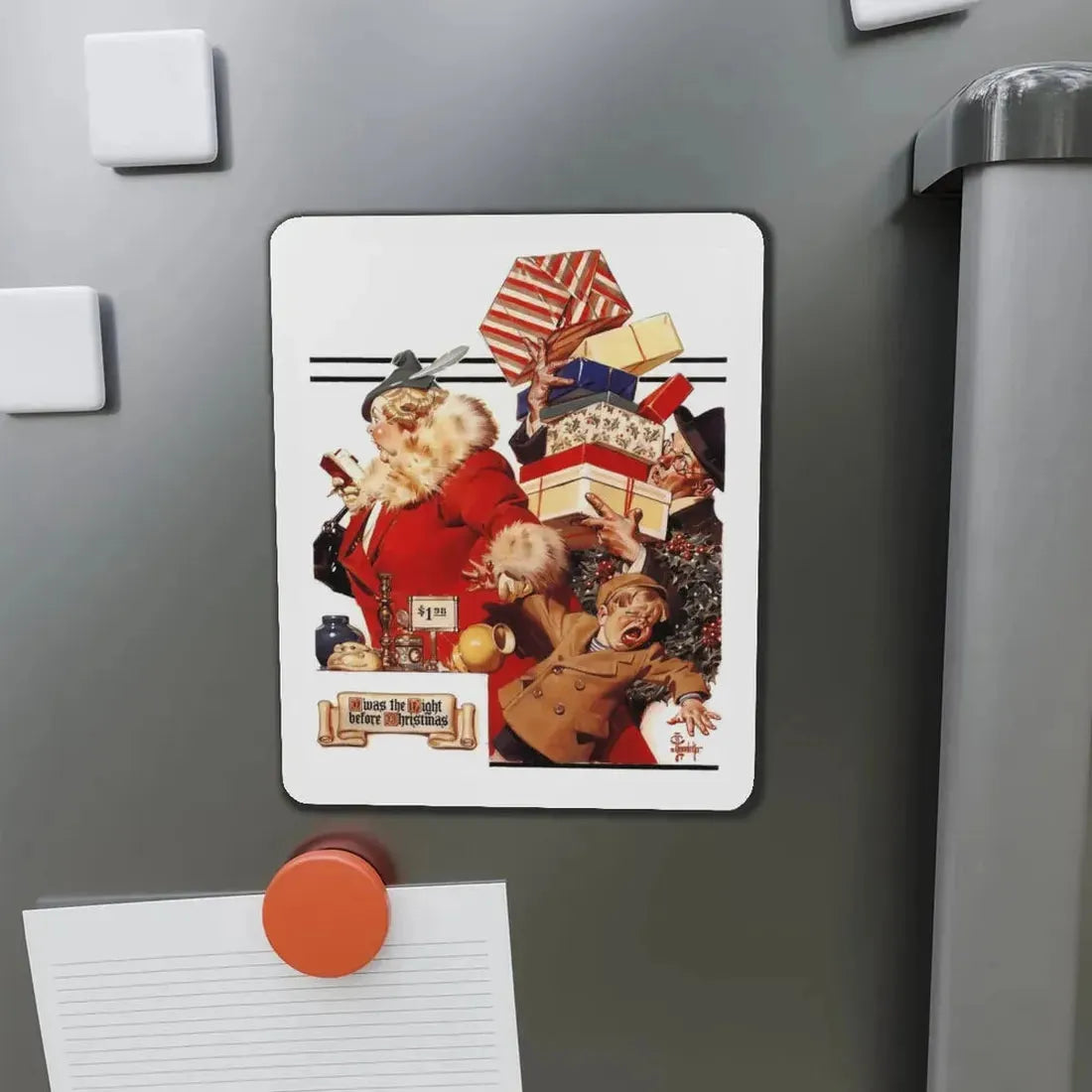 Night Before X-Mas, 1936 (Magazine Illustration) Refrigerator Magnet - The Sticker Space