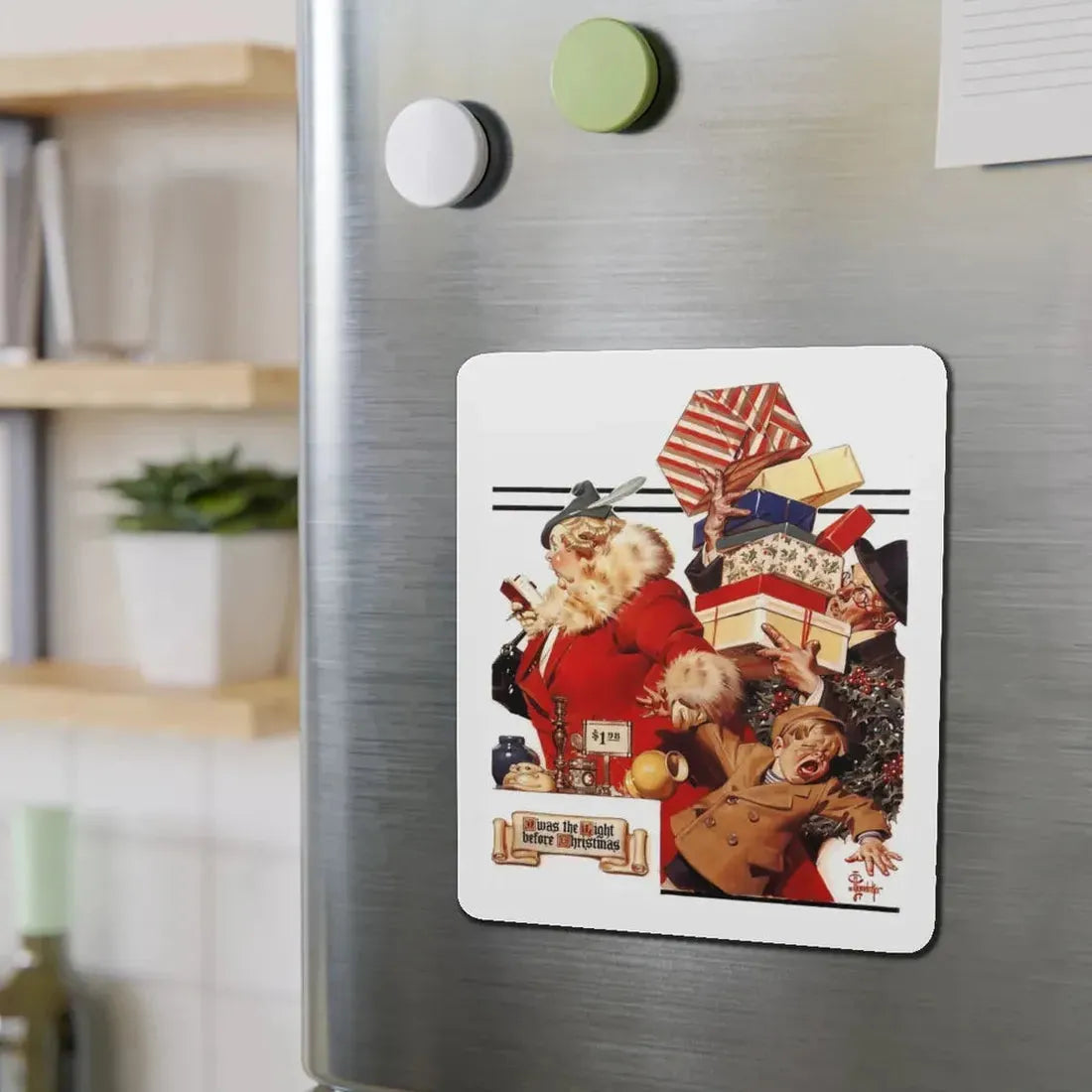 Night Before X-Mas, 1936 (Magazine Illustration) Refrigerator Magnet - The Sticker Space