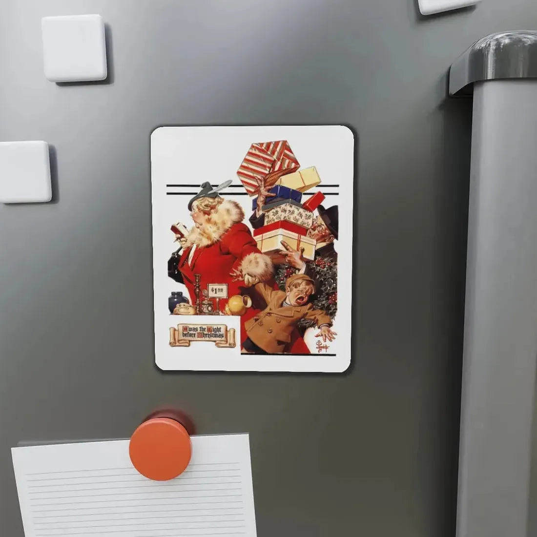 Night Before X-Mas, 1936 (Magazine Illustration) Refrigerator Magnet - The Sticker Space