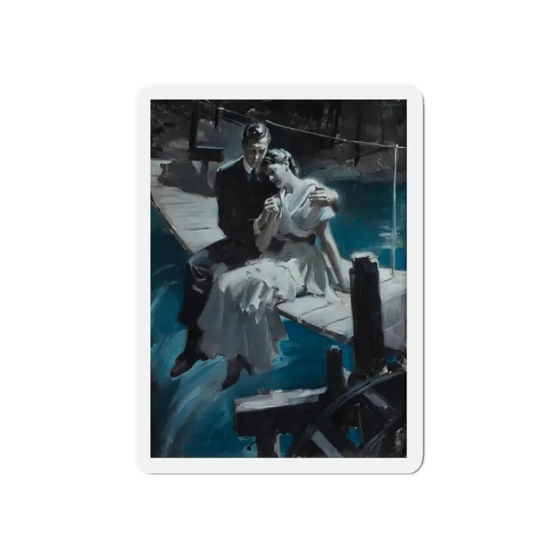 Night Bridge (Magazine Illustration) Refrigerator Magnet 6 Inch - The Sticker Space