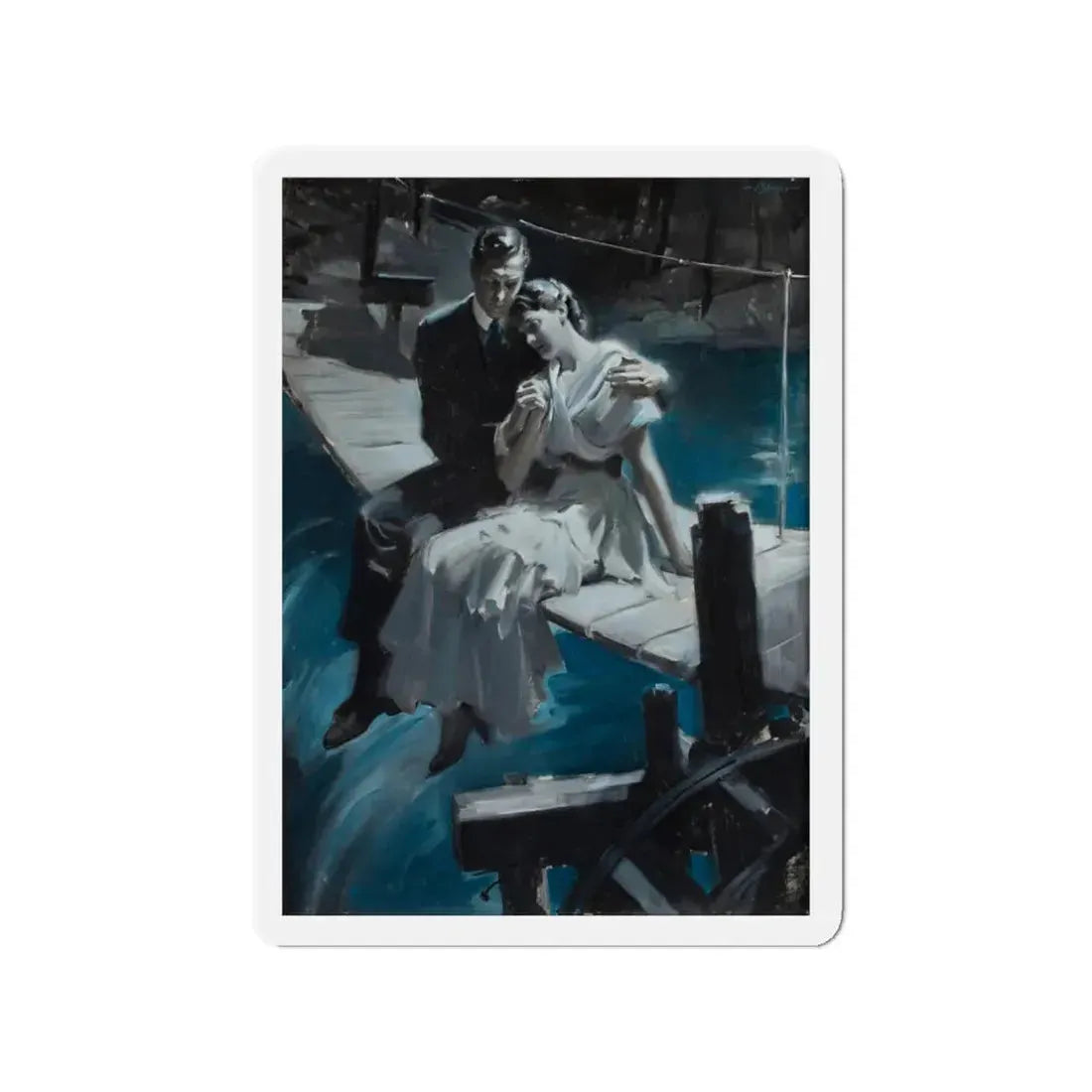 Night Bridge (Magazine Illustration) Refrigerator Magnet - The Sticker Space