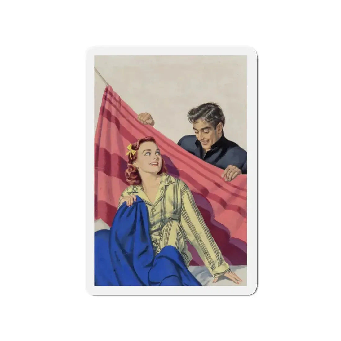 Night Bus, 1951 (Magazine Illustration) Refrigerator Magnet 3 Inch - The Sticker Space