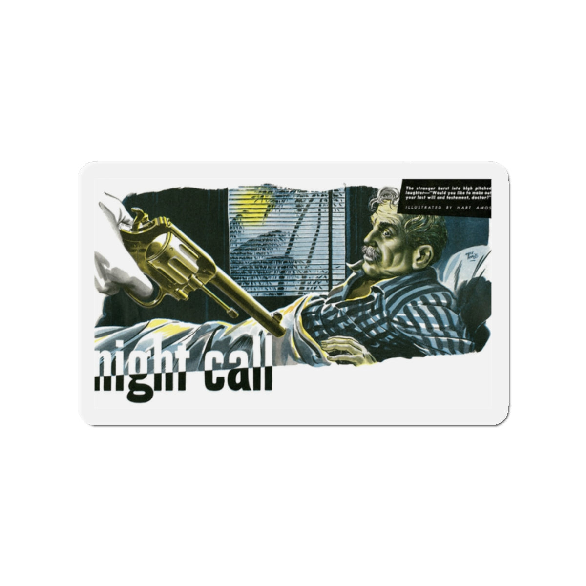 Night Call by M. Cameron Pollock, The Man magazine, 1952 (Magazine Illustration) Refrigerator Magnet-2" x 2"-The Sticker Space