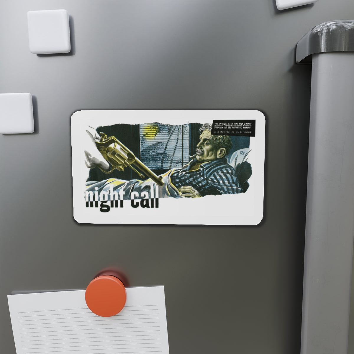 Night Call by M. Cameron Pollock, The Man magazine, 1952 (Magazine Illustration) Refrigerator Magnet-The Sticker Space