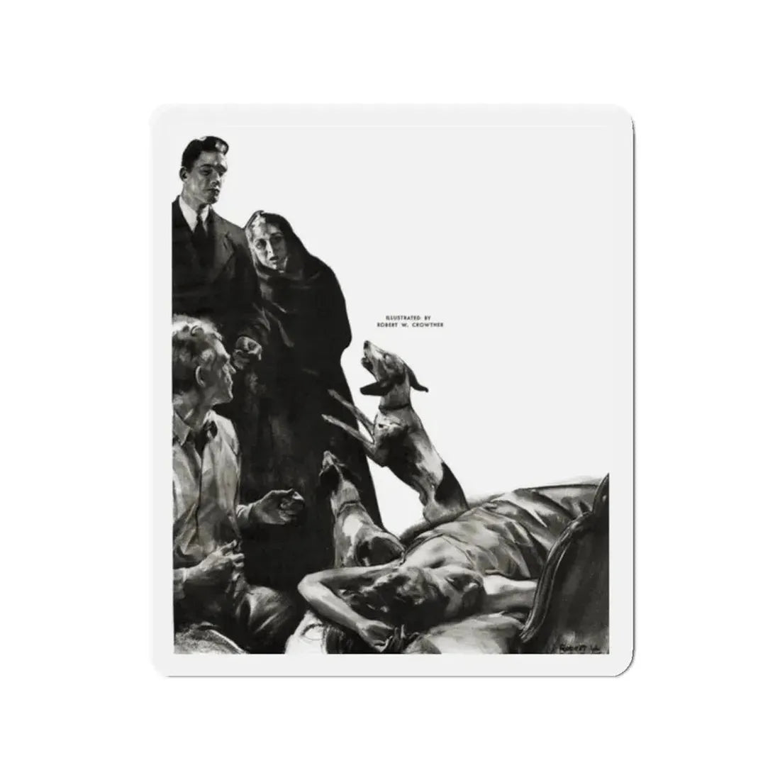 Night Call, Cosmopolitan, June 1939 (Magazine Illustration) Refrigerator Magnet 2 Inch - The Sticker Space