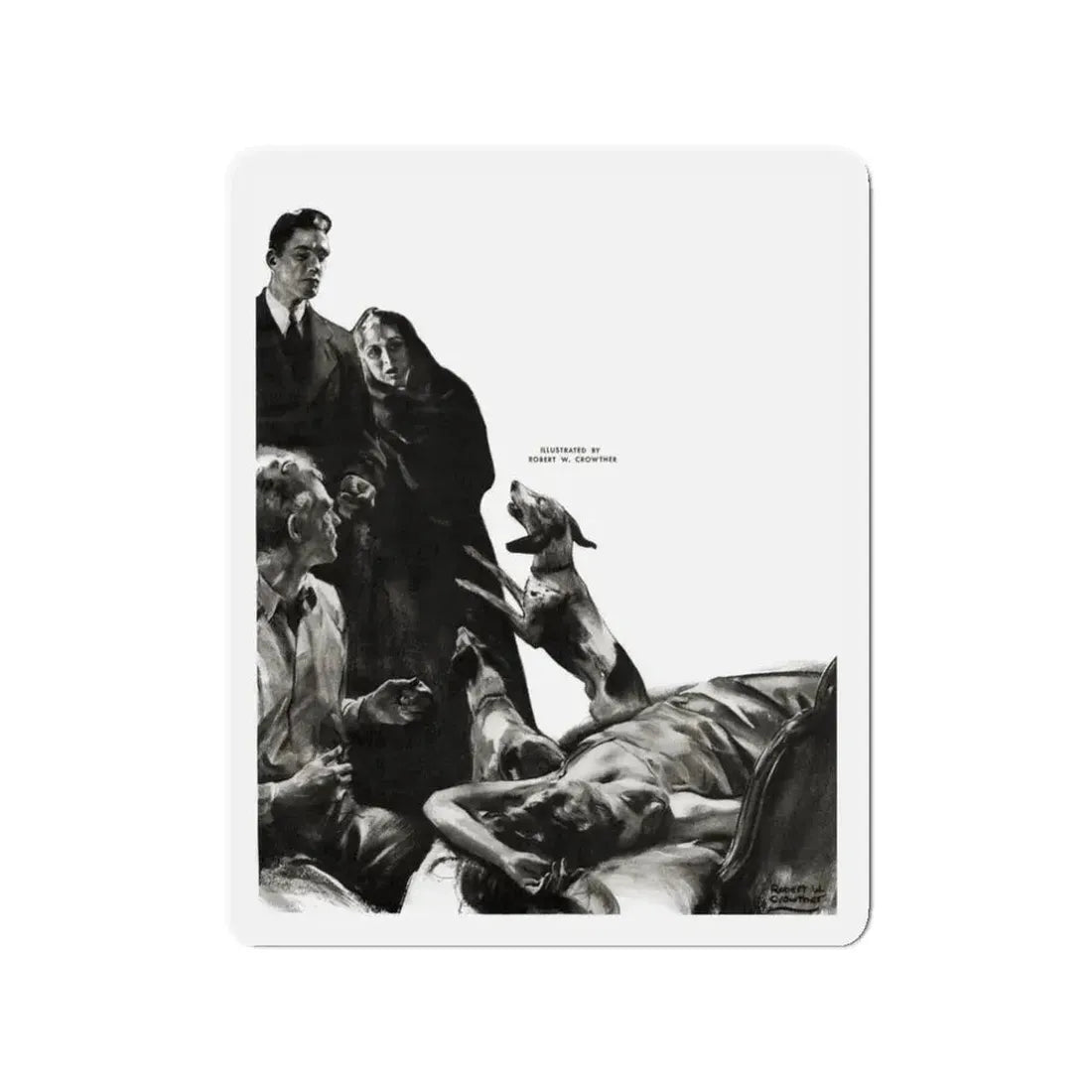 Night Call, Cosmopolitan, June 1939 (Magazine Illustration) Refrigerator Magnet 3 Inch - The Sticker Space