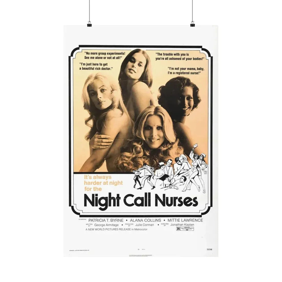 NIGHT CALL NURSES 1972 - Paper Movie Poster - The Sticker Space