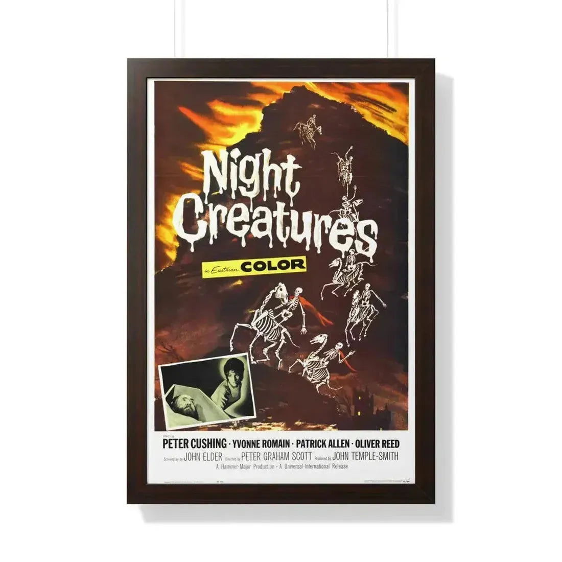 NIGHT CREATURES 1962 - Framed Movie Poster 20" x 30" Walnut - The Sticker Space