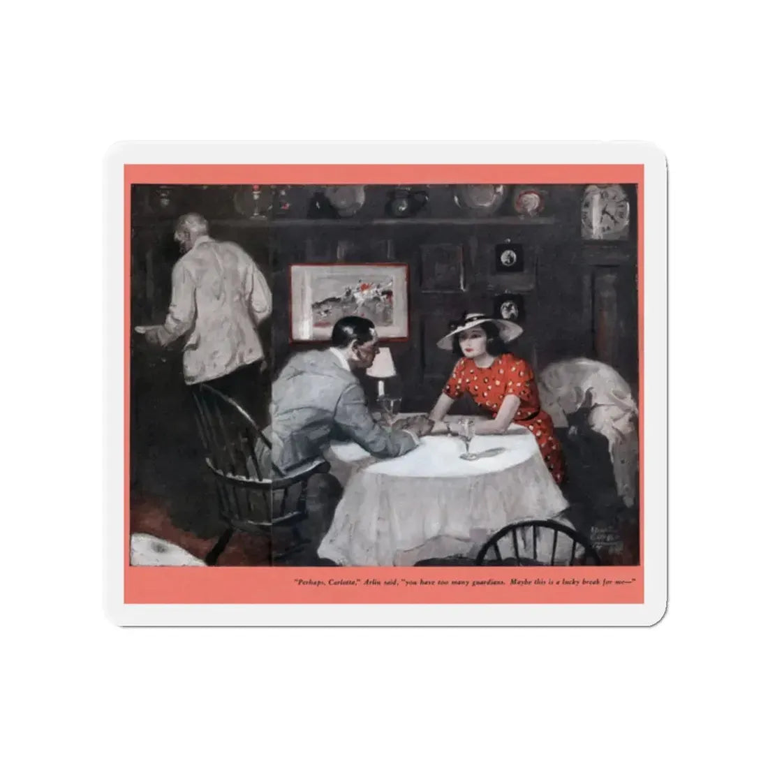 Night-desk Daddies (1), The American Magazine, December 1936 (Magazine Illustration) Refrigerator Magnet 2 Inch - The Sticker Space