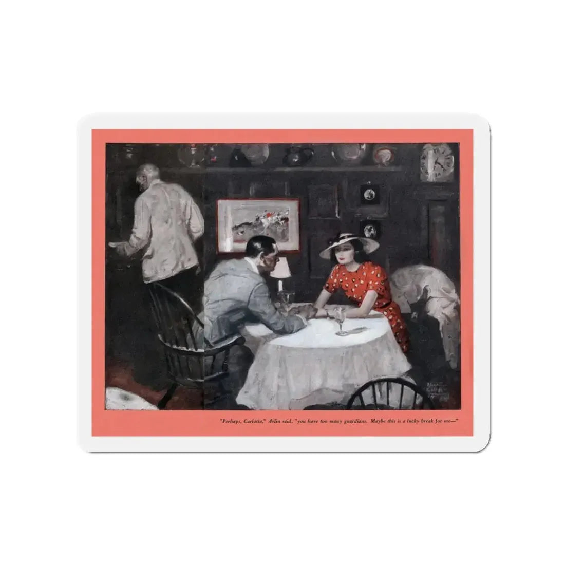 Night-desk Daddies (1), The American Magazine, December 1936 (Magazine Illustration) Refrigerator Magnet 3 Inch - The Sticker Space