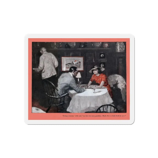 Night-desk Daddies (1), The American Magazine, December 1936 (Magazine Illustration) Refrigerator Magnet 6 Inch - The Sticker Space