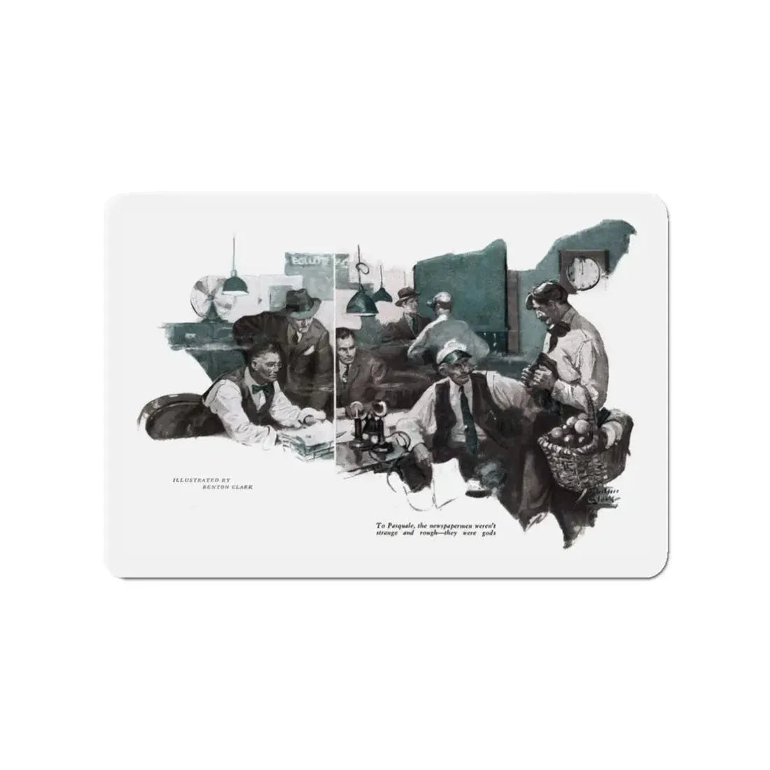 Night-desk Daddies (2), The American Magazine, December 1936 (Magazine Illustration) Refrigerator Magnet 3 Inch - The Sticker Space