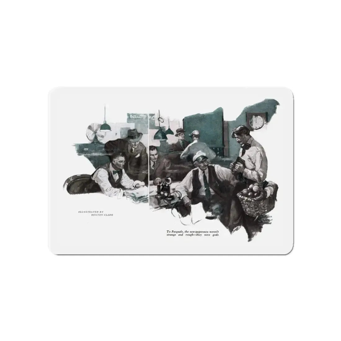 Night-desk Daddies (2), The American Magazine, December 1936 (Magazine Illustration) Refrigerator Magnet 4 Inch - The Sticker Space