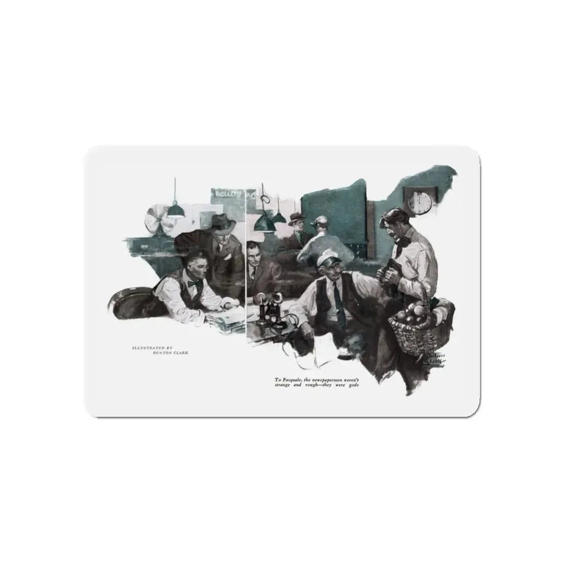 Night-desk Daddies (2), The American Magazine, December 1936 (Magazine Illustration) Refrigerator Magnet 5 Inch - The Sticker Space