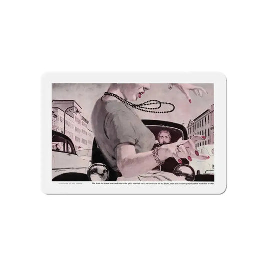 Night Fright (1), Cosmopolitan, November 1953 (Magazine Illustration) Refrigerator Magnet 6 Inch - The Sticker Space