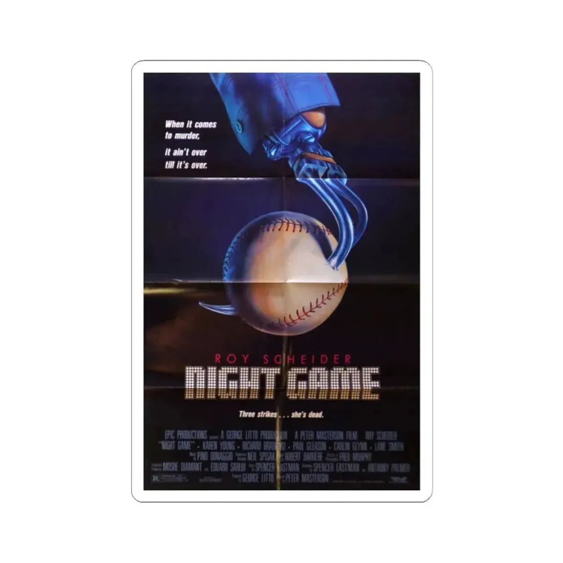 Night Game 1989 Movie Poster - STICKER Vinyl Kiss-Cut Decal 2 Inch White - The Sticker Space